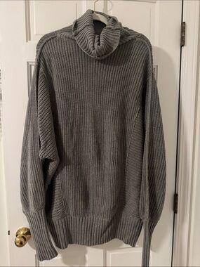 Free People Gray Ribbed oversized Turtleneck Sweater